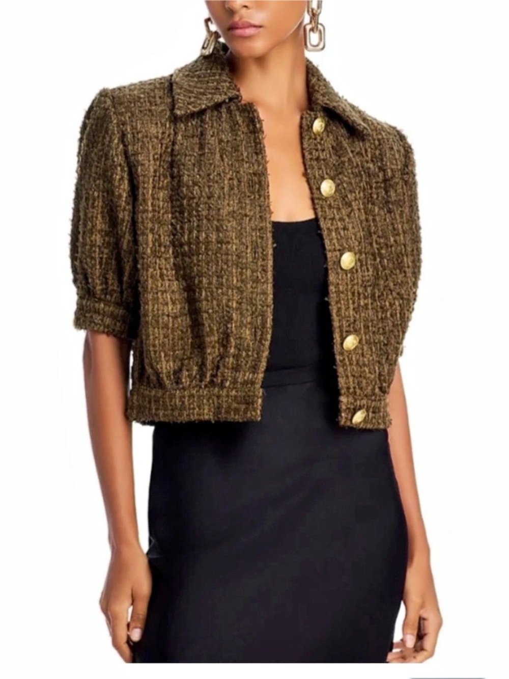 L’AGENCE Cove Elbow Crop Tweed Jacket